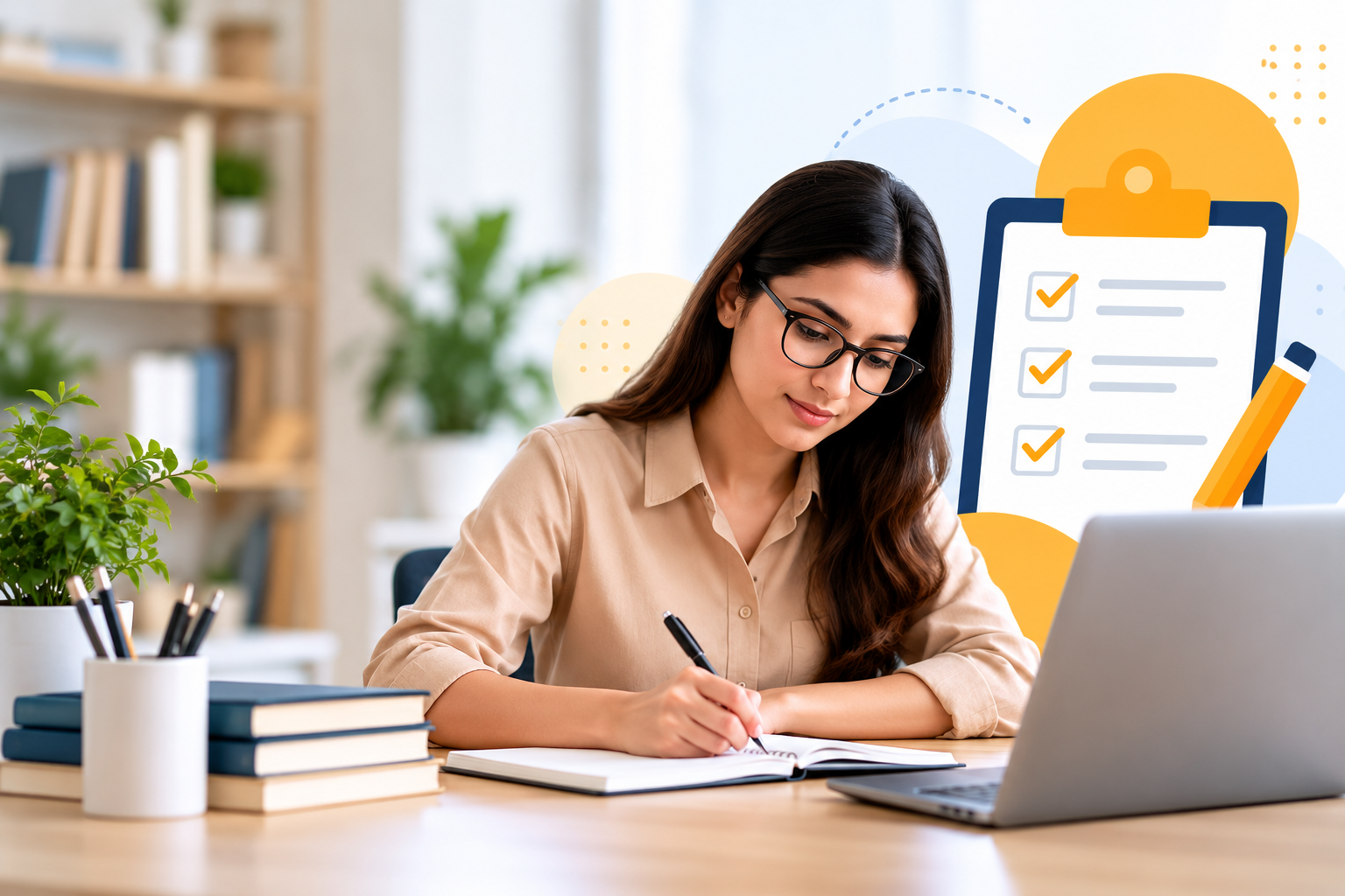 Researcher preparing a questionnaire